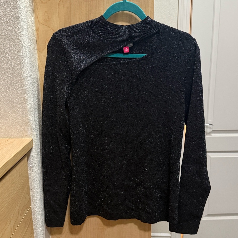 Vince Camuto Shimmering Black Long Sleeve Top